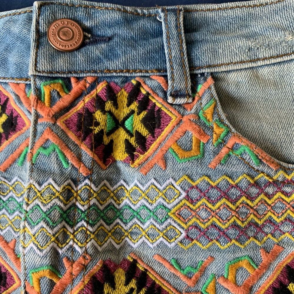 Topshop Embroidered Aztec Shorts